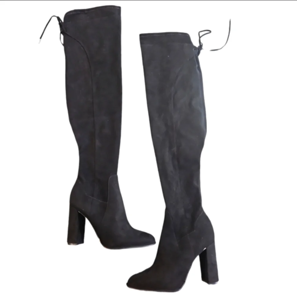 NWT Marc Fisher Octavie Black Suede Over The Knee Boots Block Heel Sz 7